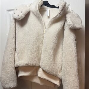 ALO Yoga White Teddy Bomber Jacket